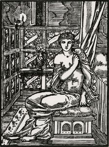 Psiquê esperando o Cupido de Edward Coley (after) Burne Jones
