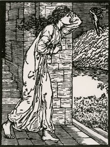 Psique a sair à pressa do Palácio de Edward Coley (after) Burne Jones