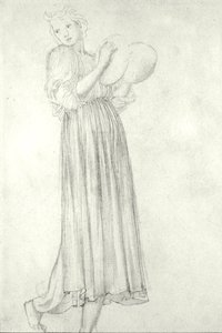 Menina com címbalos (lápis sobre papel) de Edward Coley Burne Jones