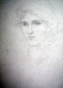 Estudo da cabeça - Bessie Keane, c.1898 (lápis sobre papel) de Edward Coley Burne Jones