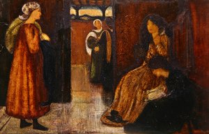Interior com figuras (aguarela sobre papel) de Edward Coley Burne Jones