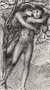 Phyllis e Demophoon, c.1868 (giz rosa) (foto a p/b) (ver 100724) de Edward Coley Burne Jones