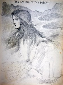 Esfinge do Deserto (lápis sobre papel) de Edward Coley Burne Jones