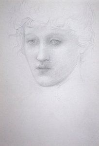 Estudo da cabeça de uma menina - Bessie Keane, c.1896 (lápis sobre papel) de Edward Coley Burne Jones