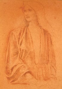 Estudo de uma menina (lápis sobre papel) de Edward Coley Burne Jones