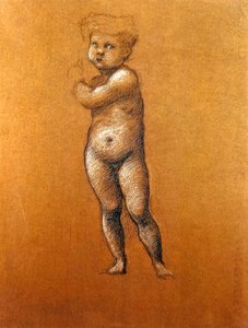 Estudo da figura do menino "Caim" ou "Abel" para os mosaicos da Igreja americana em Roma de Edward Coley Burne Jones