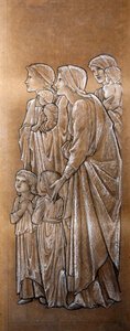 Suffer the Little Children to Come Unto Me (giz preto e branco sobre papel) de Edward Coley Burne Jones