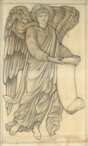 Anjo com Pergaminho - figura número seis, 1880 (giz no papel) de Edward Burne Jones