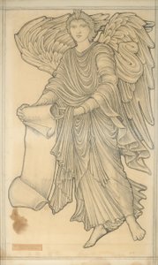 Anjo com Pergaminho - figura número dez de 1880 (giz no papel) de Edward Burne Jones