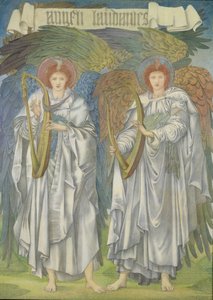 Angeli Laudantes, c.1887 (desenho para uma janela na Catedral de Salisbury, também para tapeçarias) (giz colorido sobre papel) de Edward Burne Jones