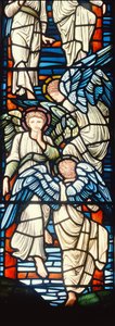 Anjos, escalando, e, descendendo, detalhe, de, jacobs ladder detalhe, de, vidro manchado, de, 120160 de Edward Burne Jones