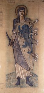 Fortitude: projeto para um vitral na Igreja de St. Cuthbert, Newcastle, c.1896 de Edward Burne Jones