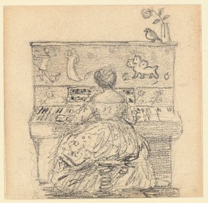 Georgiana Burne-Jones ao piano de Edward Burne Jones