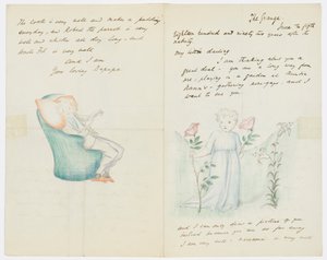 Carta para a neta do artista, Angela Thirkell (lápis sobre papel) de Edward Burne Jones