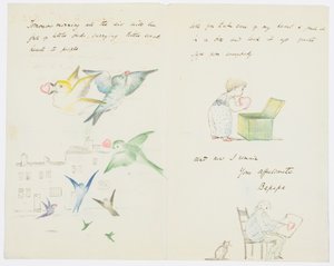 Carta para a neta do artista, Angela Thirkell (lápis sobre papel) de Edward Burne Jones