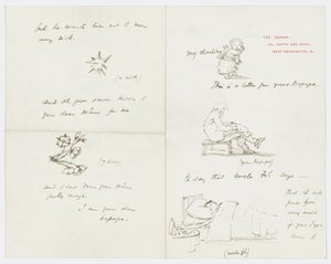Carta para a neta do artista, Angela Thirkell (lápis sobre papel) de Edward Burne Jones