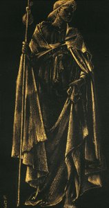 Anjo Ministrante (tinta dourada sobre papel) de Edward Burne Jones