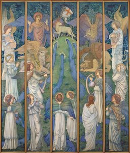 Paraíso, com a Adoração do Santo Cordeiro, c.1875-80 de Edward Burne Jones