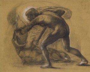 São Jorge e o Dragão (lápis sobre papel) de Edward Burne Jones