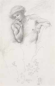 Estudo de uma fada da colina para "Arthur in Avalon", 1885 de Edward Burne Jones