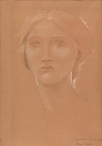 Estudo da cabeça de Margaret Burne-Jones para "King Cophetua and the Beggar Maid" (giz sobre papel) de Edward Coley Burne Jones