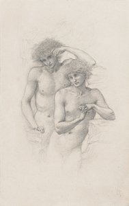 Estudo de dois nus masculinos para "Arthur in Avalon", c. 1885