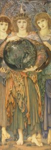 Os Dias da Criação: O Terceiro Dia, 1870-76 (wc, guache, ouro shell e pintura platina no painel coberto de linho) de Edward Burne Jones