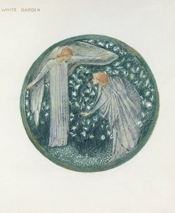 O Livro das Flores: XXXIV. Jardim Branco, 1905 (litho com guache sobre papel) de Edward Burne Jones