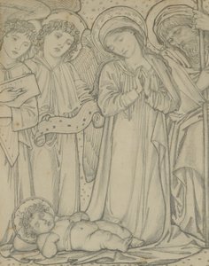 A Sagrada Família, c.1874 (giz no papel) de Edward Burne Jones