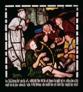 A loucura de Sir Tristan, de "A história de Tristão e Isolda", William Morris und Co. (vitral) de Edward Burne Jones