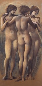 As Três Graças, c.1885 (giz no papel) de Edward Burne Jones