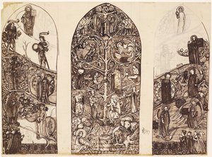 The Tree of Jesse, design para vitrais na Waltham Abbey, produzido por Powell & Co., 1860 de Edward Burne Jones