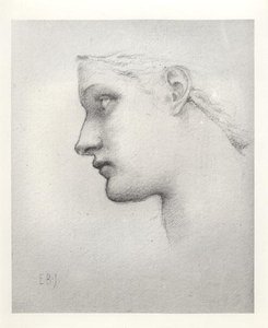 Estudo variante para a cabeça da rainha em Laus Veneris de Edward Burne Jones