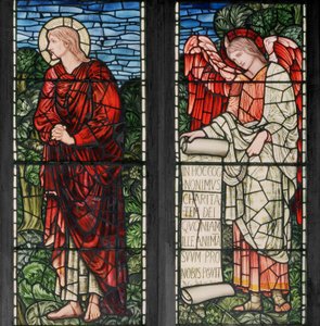 Birmingham, Acocks Green, Virgem Maria, Morris & Co., Edward Burne-Jones, John Henry Dearle (1859-1932), São João e Anjo com Pergaminho, 1895