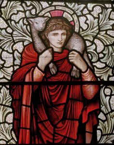 Wilden, Todos os Santos, Morris & Co., Edward Burne-Jones, John Henry Dearle (1859-1932), O Bom Pastor, detalhe, 1904, Louisa, Alfred, Os Baldwins, Primeiro Ministro, Metodista, Worcestershire, Arts & Cr