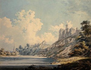 Castelo de Warkworth (aguarela sobre papel) de Edward Dayes