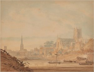 Worcester visto do rio Severn de Edward Dayes