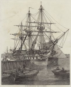 Navio da Linha de Batalha de Parafuso HM Caesar, 90, em Portsmouth