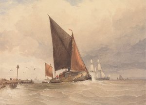 Barcaça à Vela no Mar de Edward Duncan