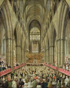 Uma vista interior da Abadia de Westminster sobre a comemoração do centenário de Handel, tirada da caixa do gerente, c.1793