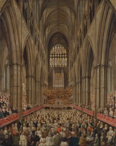 Vista interior da Abadia de Westminster na comemoração de Handel, tirada do camarote do diretor