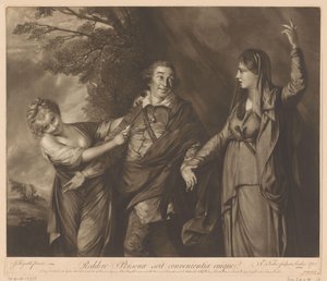 Retrato de David Garrick entre a comédia e a tragédia de Edward Fisher