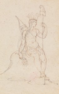 An Allegory of America Carrying the Cap of Liberty, c.1760-1848 (caneta, tinta preta, grafite e giz vermelho)
