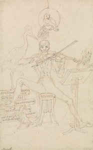 Auto-retrato caricatural de Edward Francis Burney