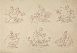 Seis Estudos de Brincadeiras de Mãe e Filha de Edward Francis Burney