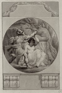 Guerreiro sacrificando uma jovem mulher (desenho)