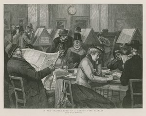 Na sala de leitura de uma biblioteca gratuita de Londres