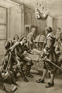 Robert Blake interpela Oliver Cromwell na Sala do Conselho em Whitehall (litografia) de Edward Frederick Skinner