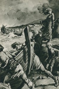 Os vikings que partiram dos fiordes da Noruega e encontraram a América muito antes de Colombo (litografia)