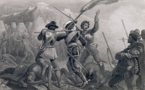 A Guerra Pequod, 1636, de "A História dos Estados Unidos", vol. Eu, de Charles Mackay, gravado por James Charles Armytage (c.1820-97) de Edward Henry Corbould